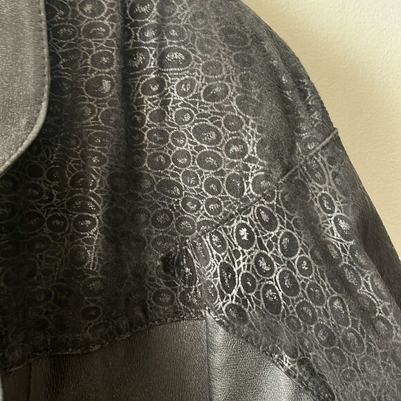 Vintage 90s Ladies Black Leather Trench Coat Full Length Long Large 80s Mob Wife - Picture 9 of 14